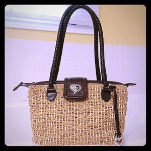 Brighton wicker leather shoulder purse